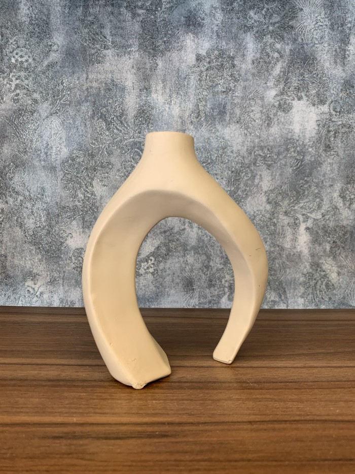 گلدان دکوری تودلی کوچک قهوه ای کرم