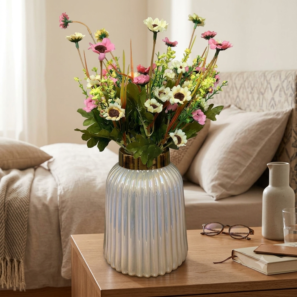 گلدان شیشه ای دلژین سفید کوچک