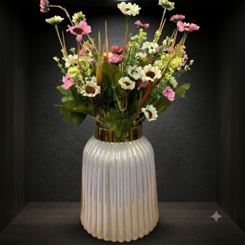 گلدان شیشه ای دلژین سفید کوچک