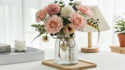 تزیین گلدان شیشه ای